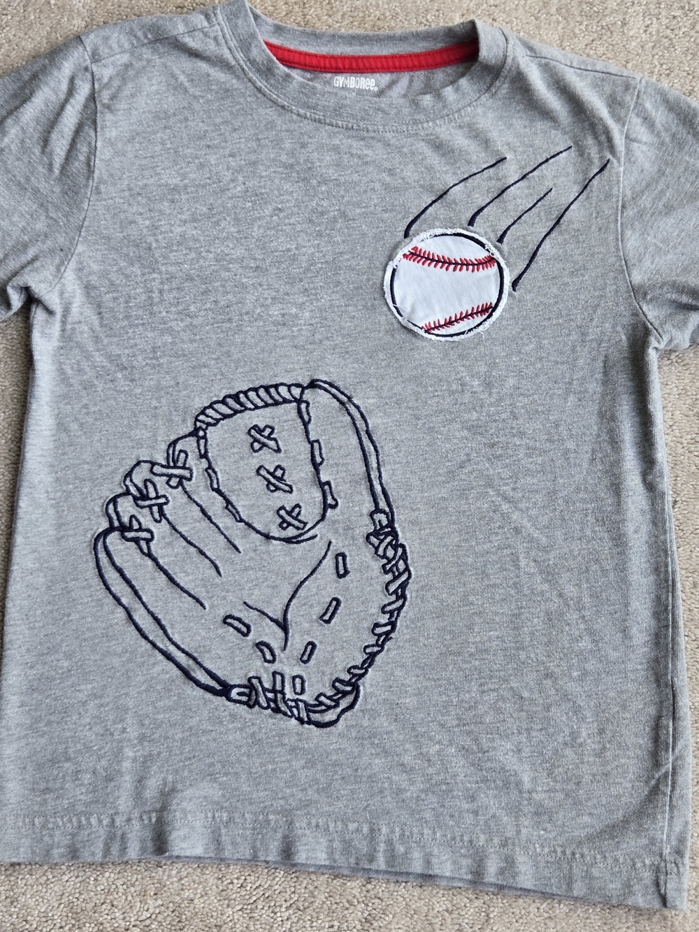 Gymboree Gray Tee with Baseball and Glove Graphic
